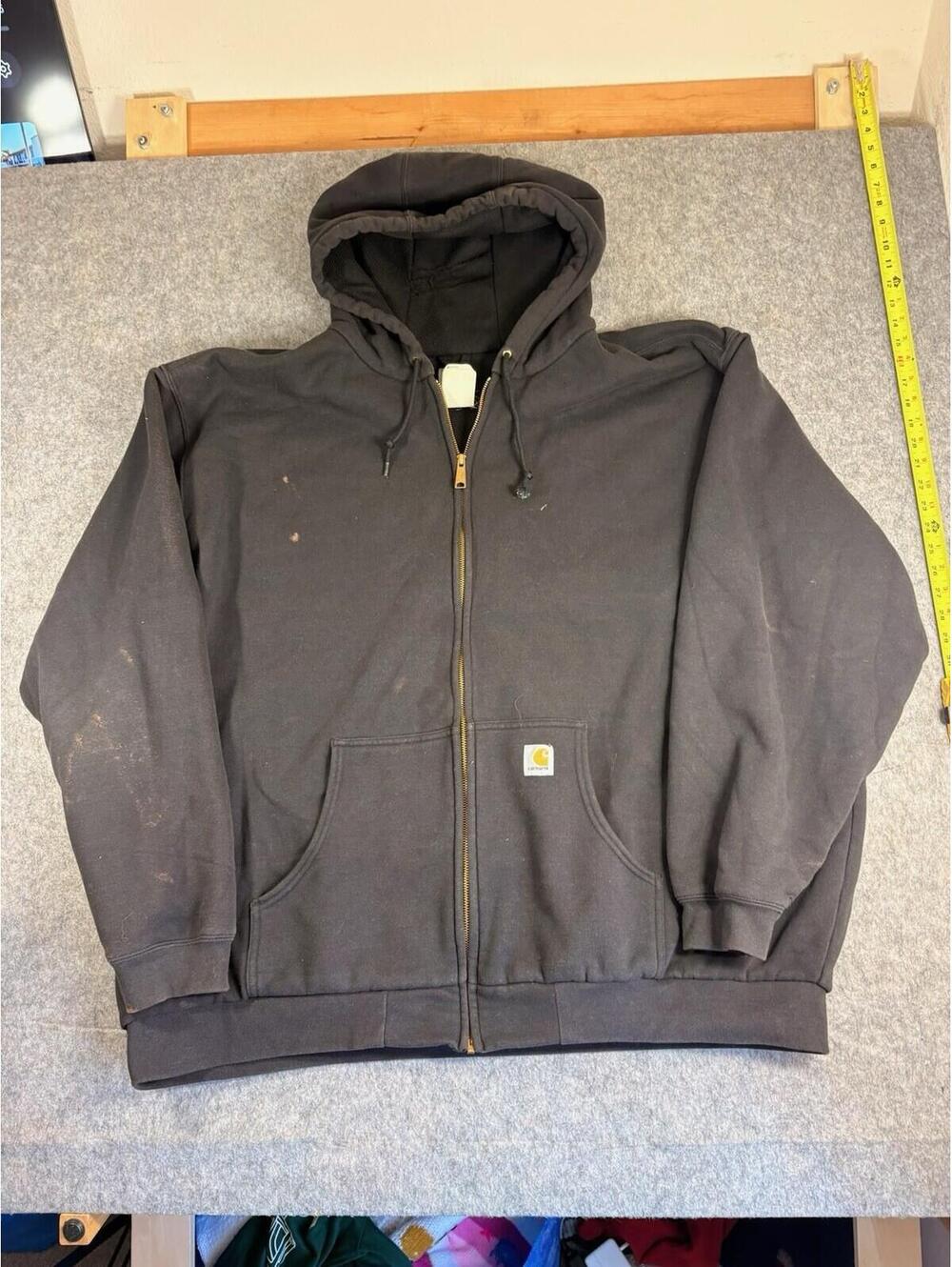 Vintage Carhartt Hoodie Men's 4XL Black Full Zip Thermal Lined Jacket J149-BLK